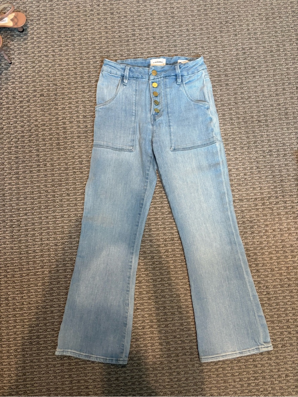 Frame Denim Light Blue Wide-Leg Button-Fly Jeans